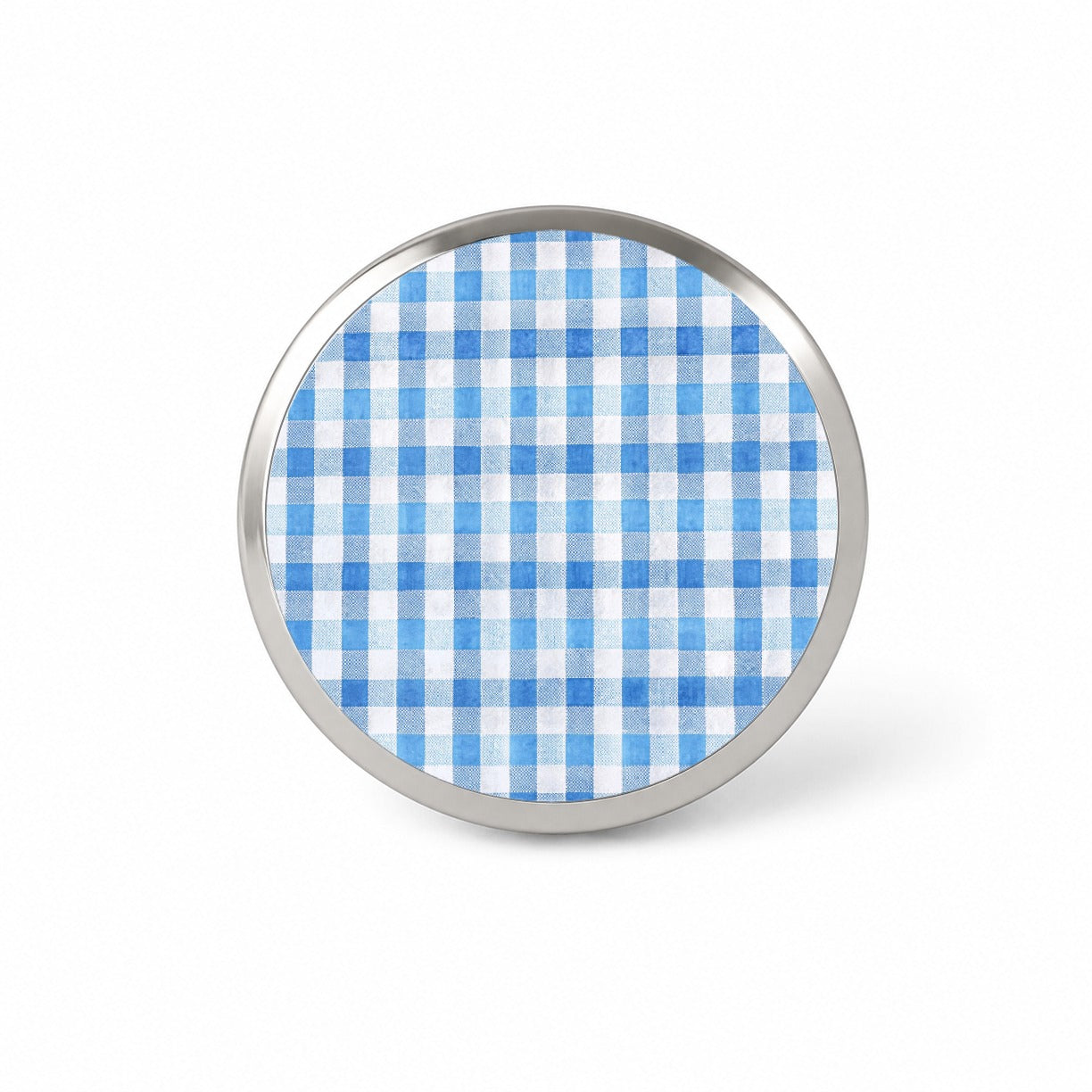 Blue White Gingham Watercolor Novelty Hat Backpack Lapel Pin