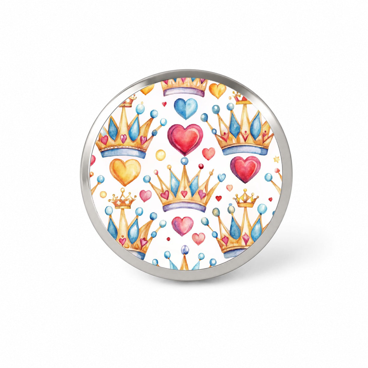Crowns Royalty Tiaras Hearts Watercolor Novelty Hat Backpack Lapel Pin