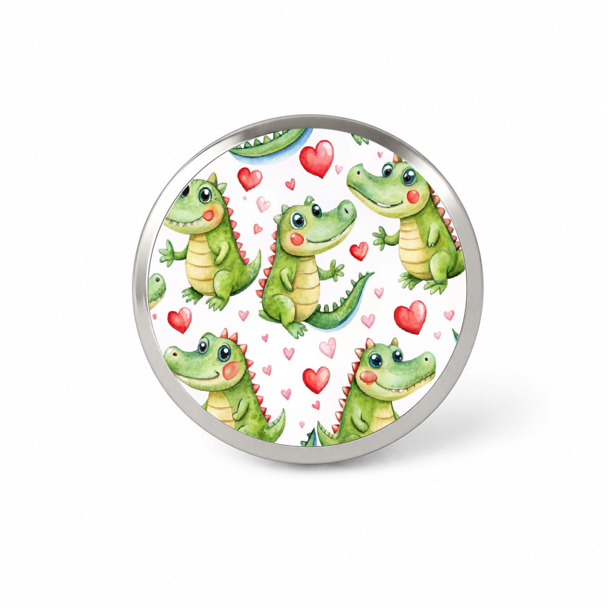 Cute Alligator Crocodiles Hearts Watercolor Novelty Hat Backpack Lapel Pin
