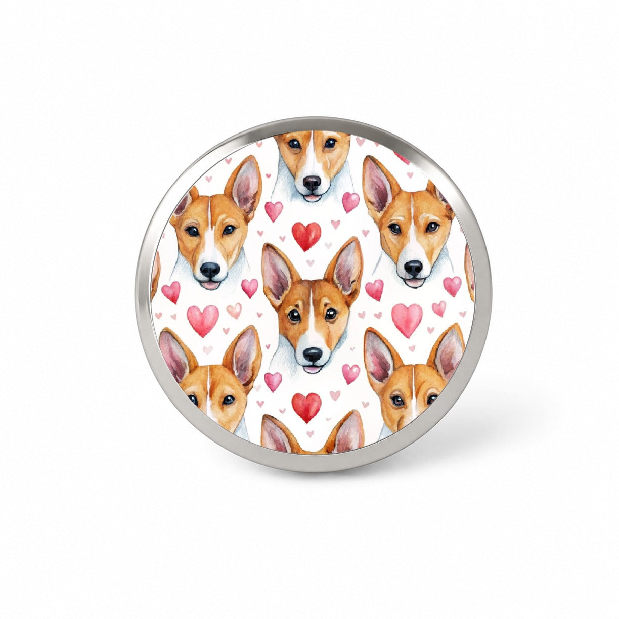 Cute Basenji Dog Faces Hearts Water Novelty Hat Backpack Lapel Pin