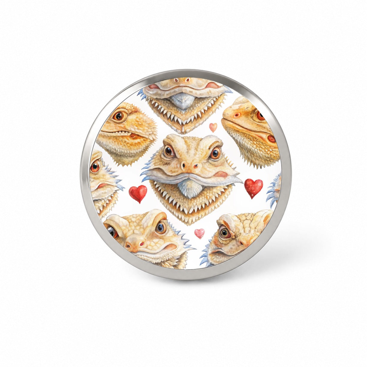 Cute Bearded Dragon Faces Hearts Novelty Hat Backpack Lapel Pin