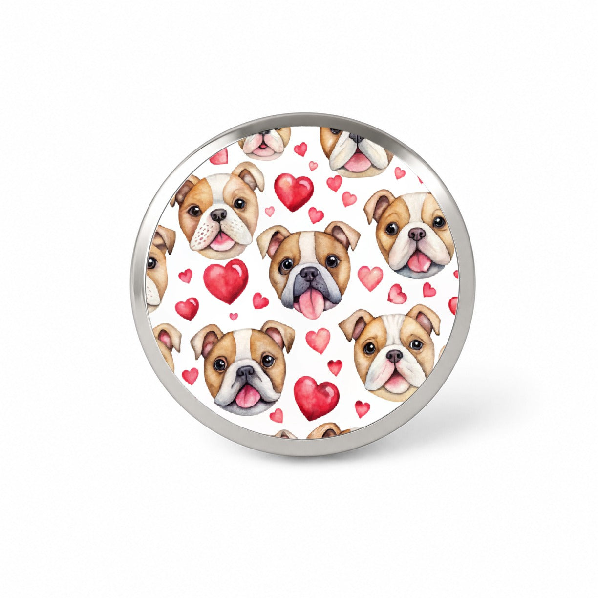 Cute Bulldog Dog Faces Hearts Novelty Hat Backpack Lapel Pin