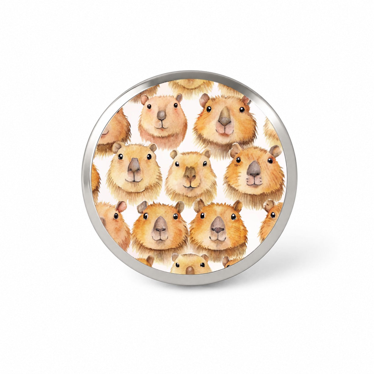 Cute Capybara Faces Watercolor Novelty Hat Backpack Lapel Pin