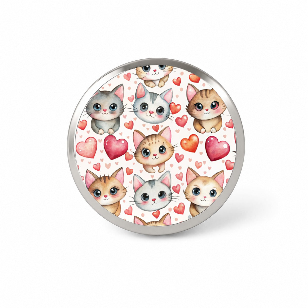 Cute Cats Hearts Watercolor Novelty Hat Backpack Lapel Pin