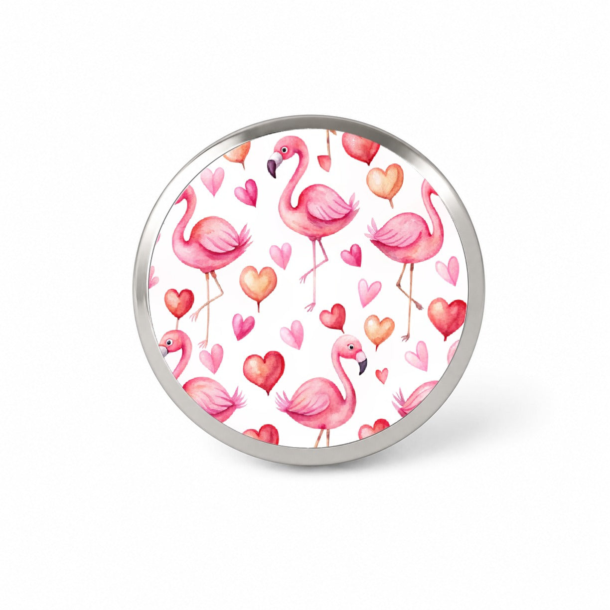 Cute Flamingos Hearts Watercolor Novelty Hat Backpack Lapel Pin