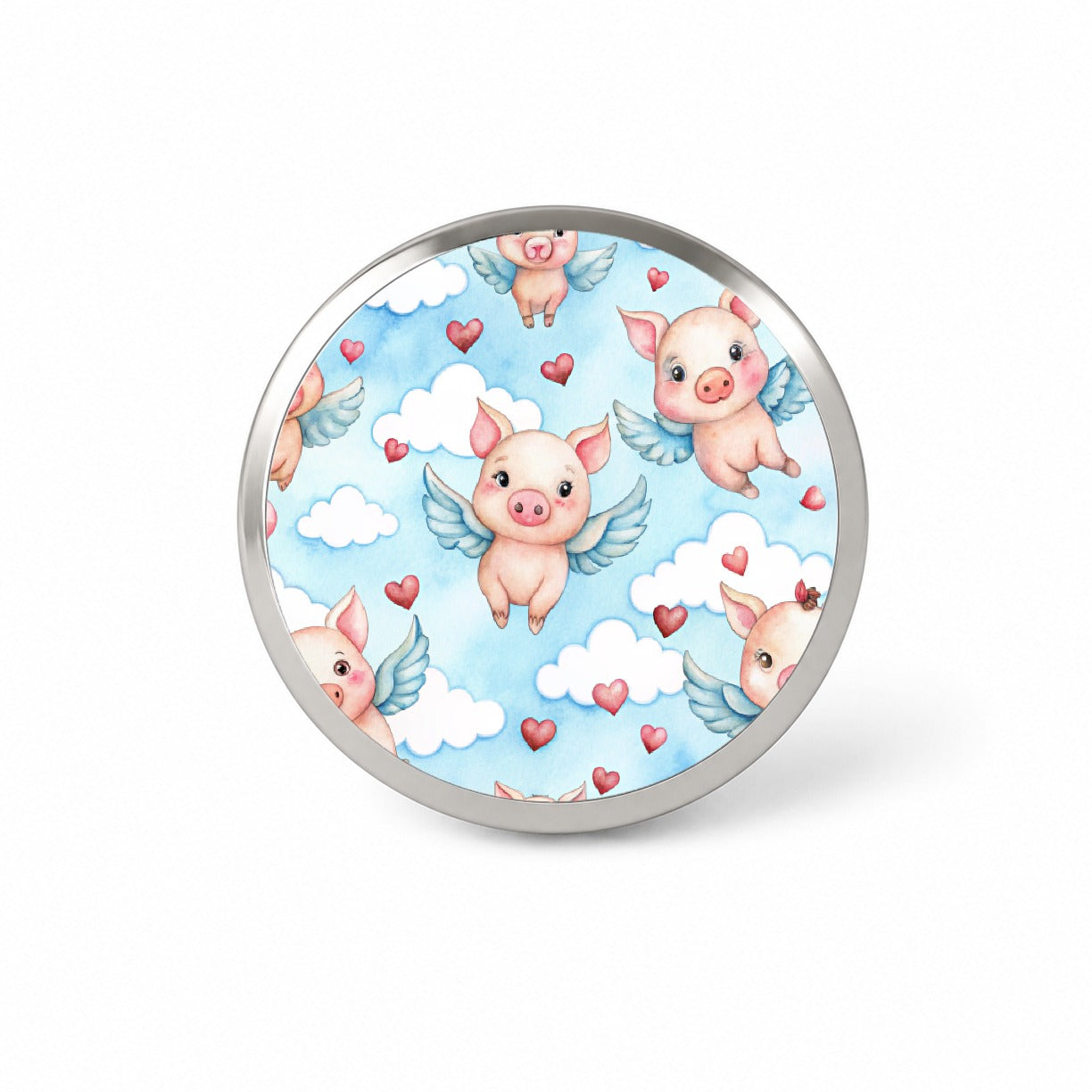 Cute Flying Pigs Hearts Watercolor Novelty Hat Backpack Lapel Pin