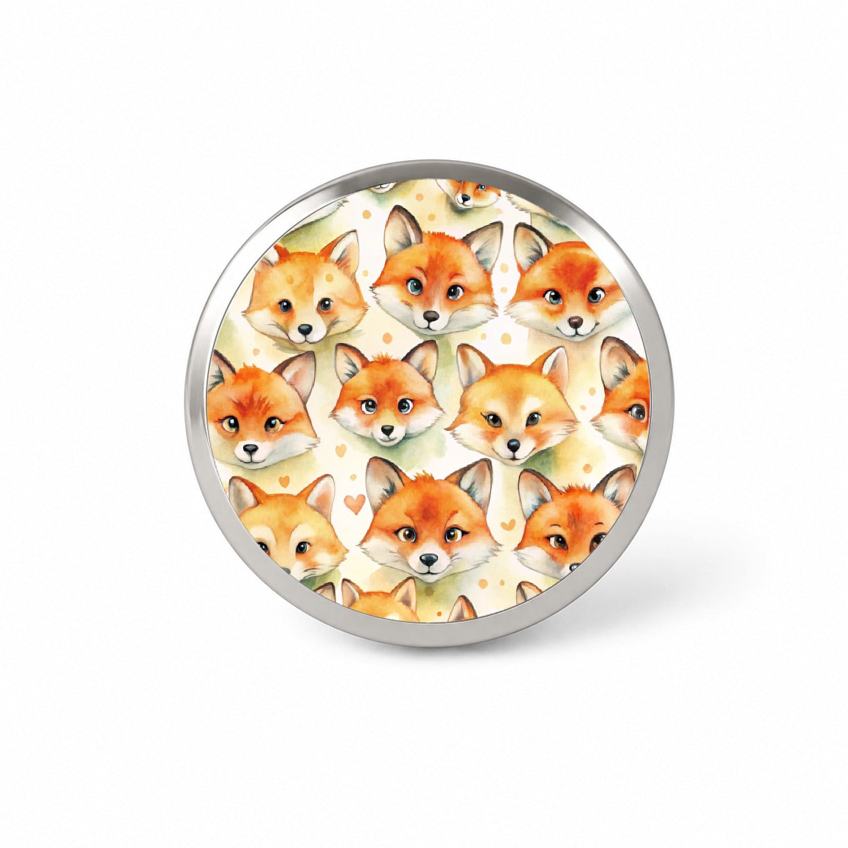 Cute Fox Faces Watercolor Novelty Hat Backpack Lapel Pin