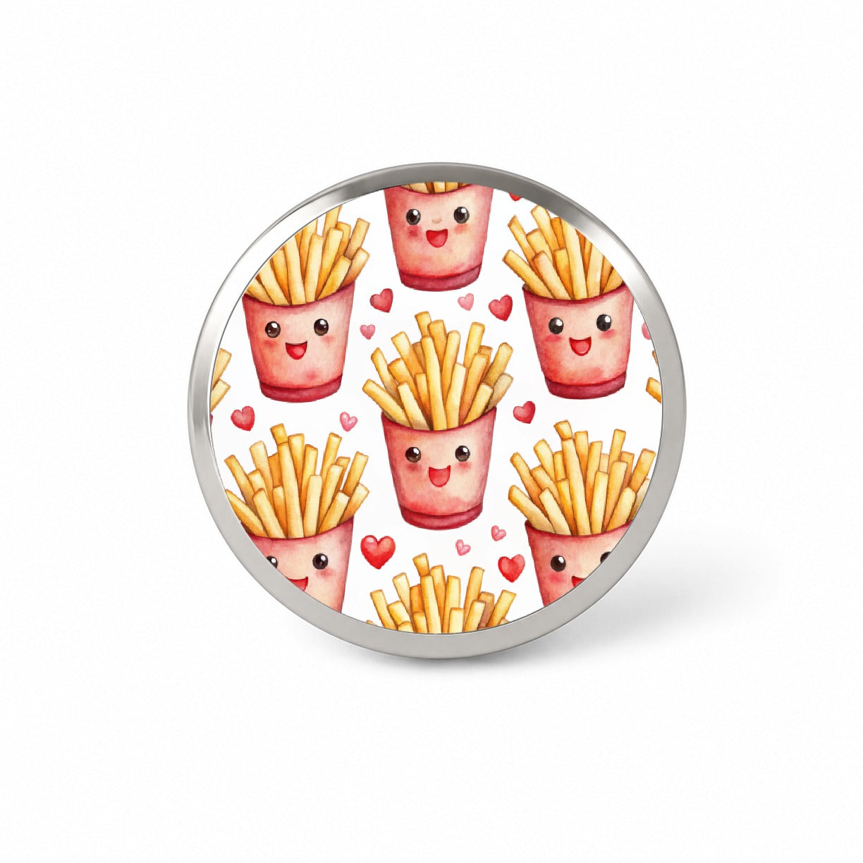 Cute French Fries Hearts Watercolor Novelty Hat Backpack Lapel Pin