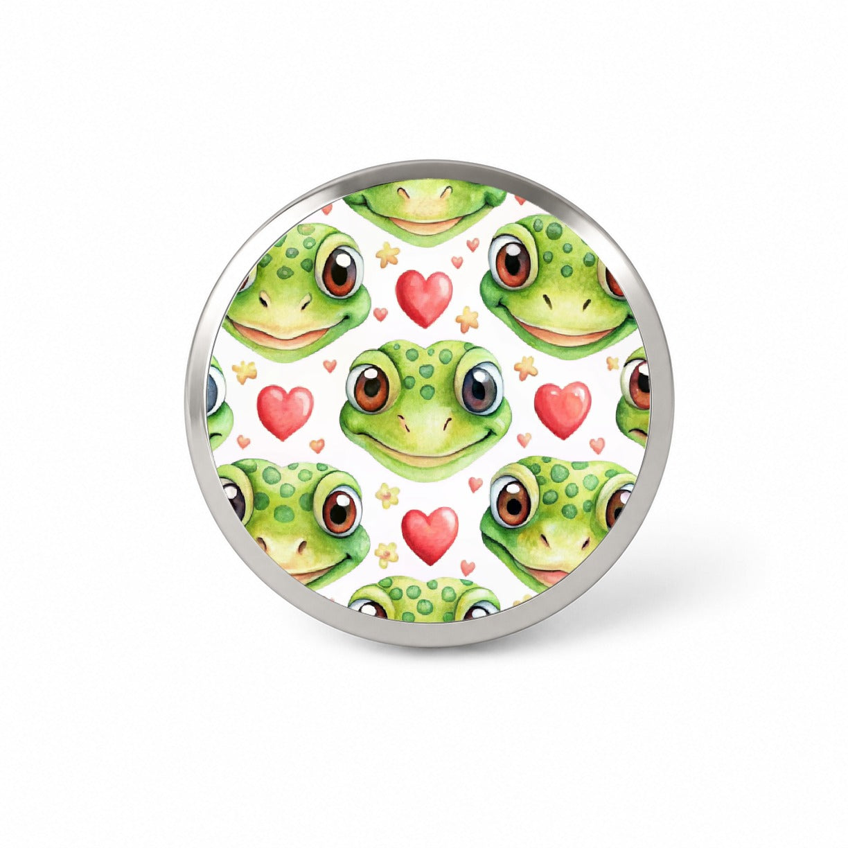 Cute Gecko Faces Hearts Watercolor Novelty Hat Backpack Lapel Pin