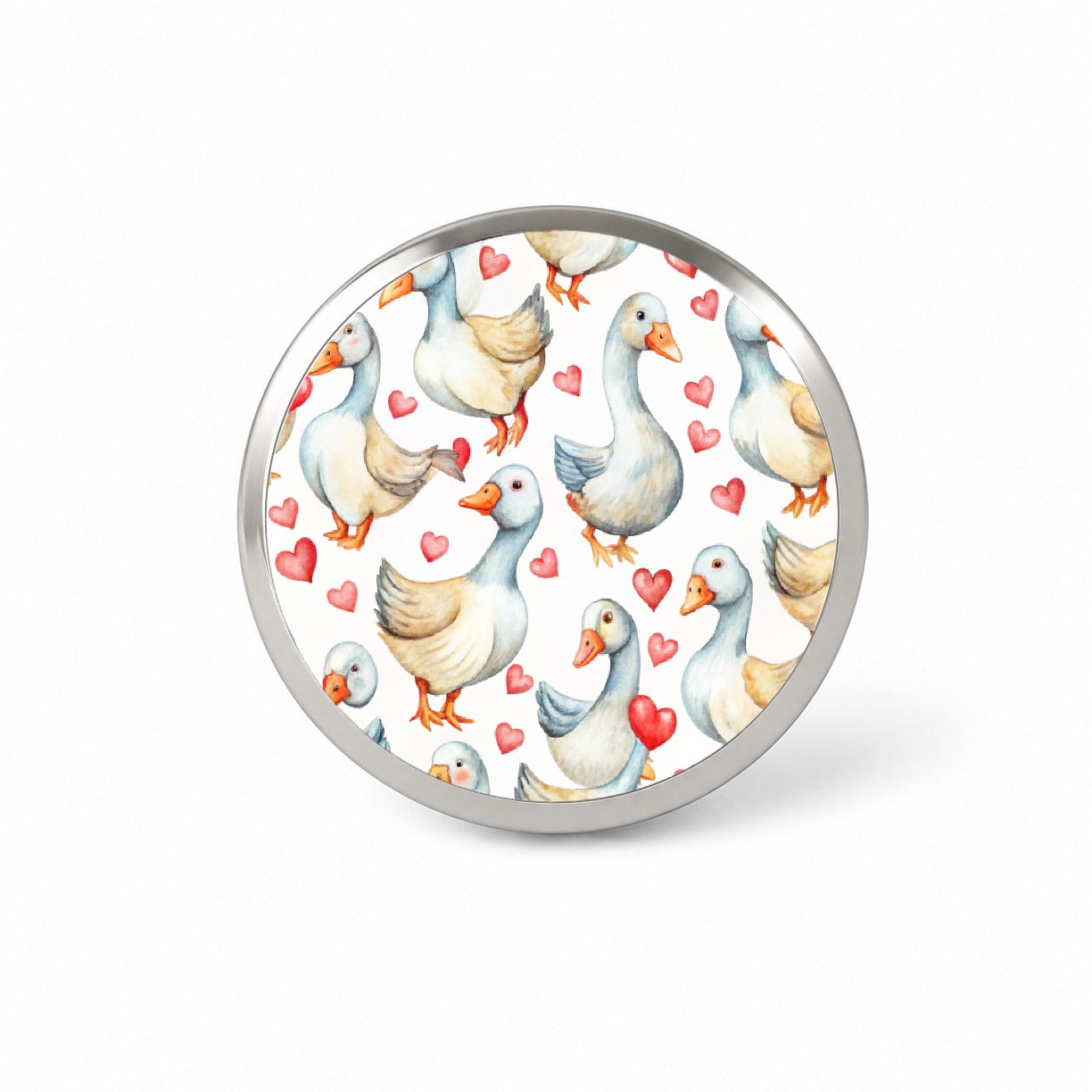 Cute Geese Hearts Watercolor Novelty Hat Backpack Lapel Pin