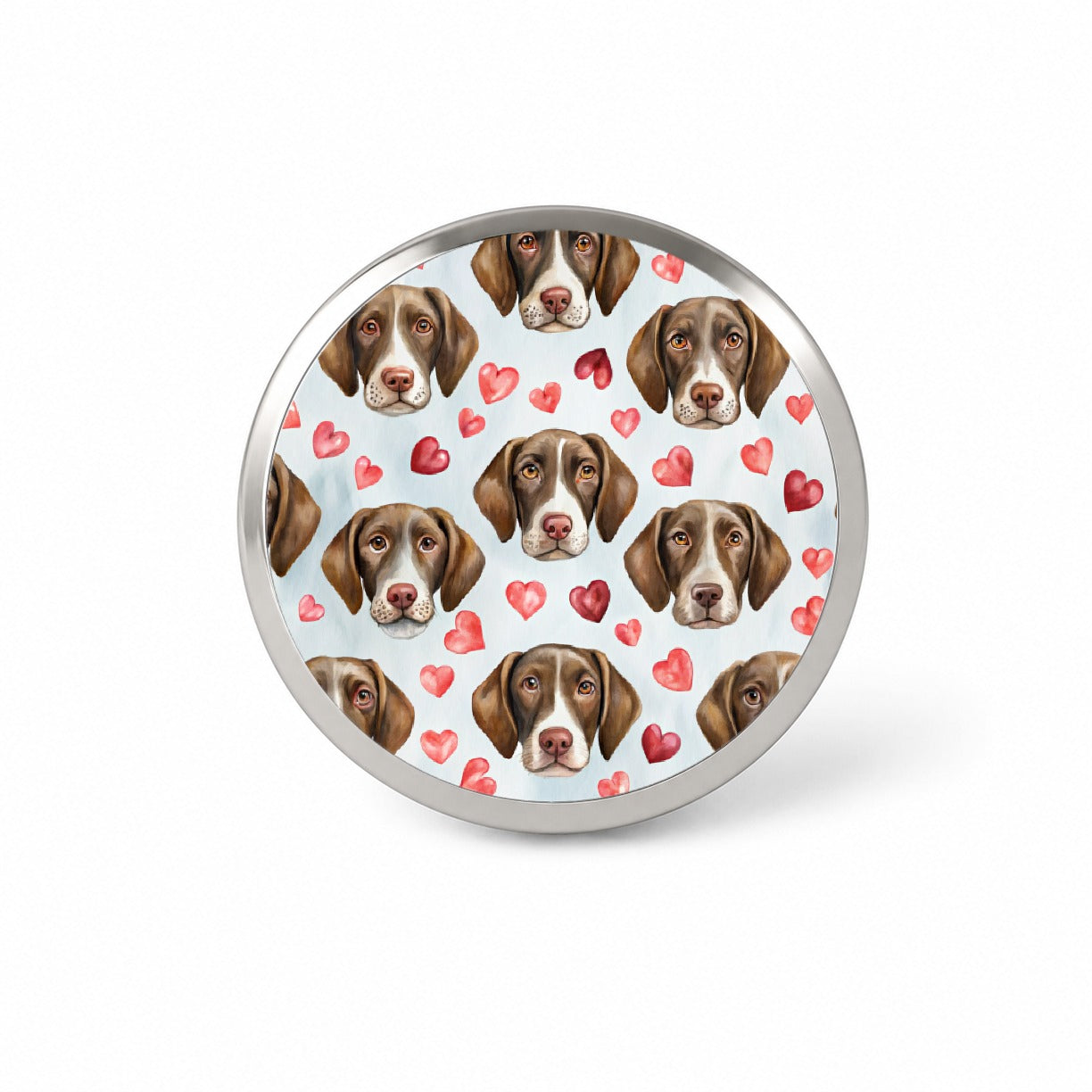 Cute German Shorthaired Pointer Dog Faces Hearts Novelty Hat Backpack Lapel Pin