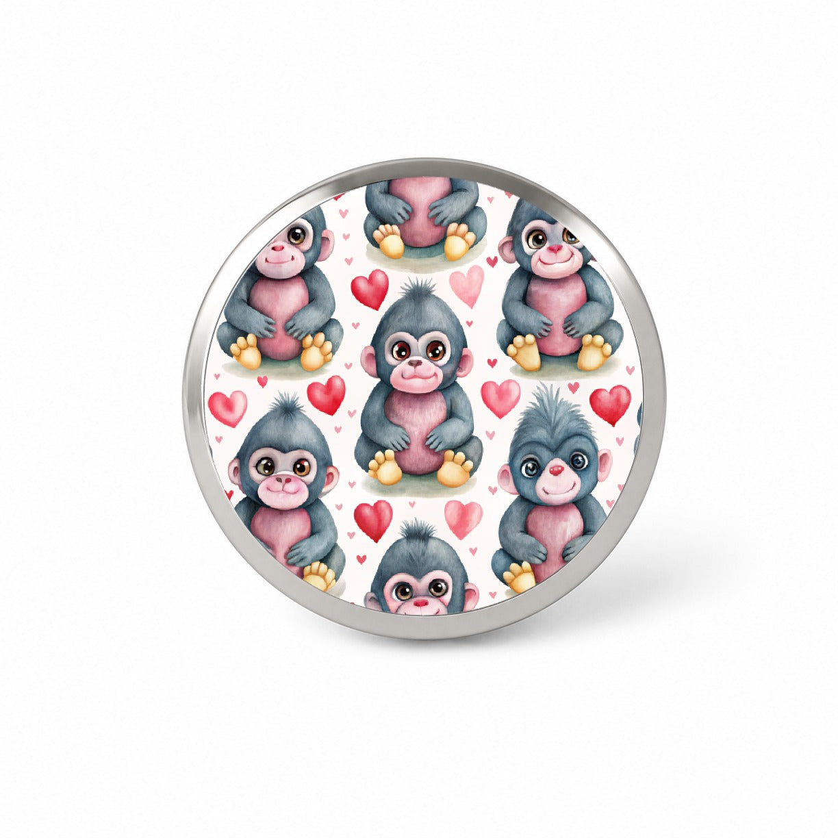 Cute Gorillas Hearts Watercolor Novelty Hat Backpack Lapel Pin