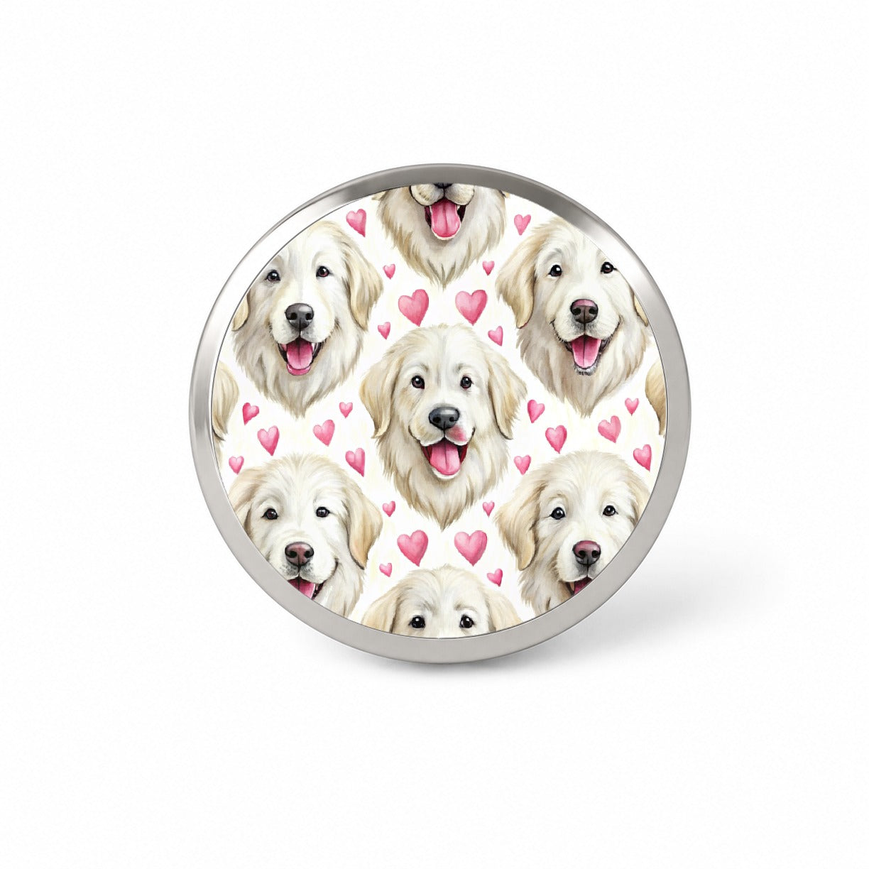 Cute Great Pyrenees Dog Faces Hearts Novelty Hat Backpack Lapel Pin