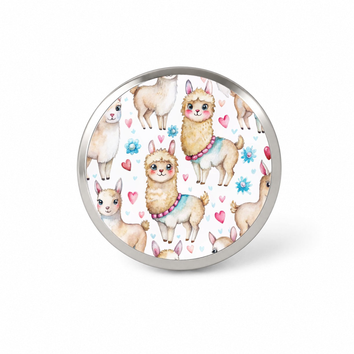 Cute Llamas Hearts Watercolor Novelty Hat Backpack Lapel Pin