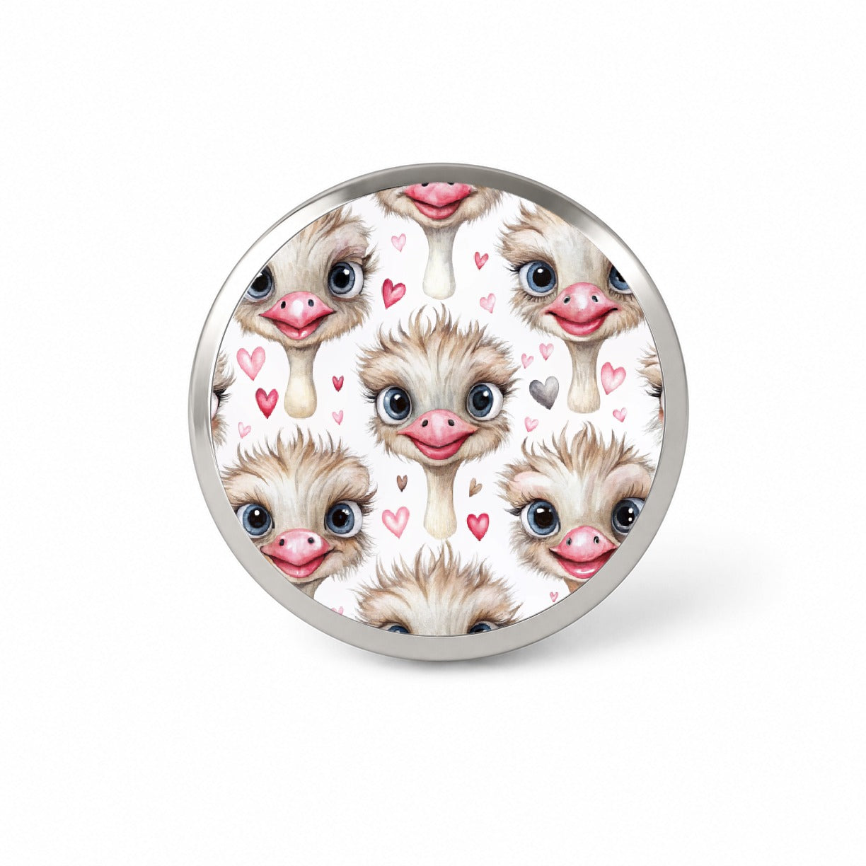 Cute Ostriches Faces Hearts Novelty Hat Backpack Lapel Pin