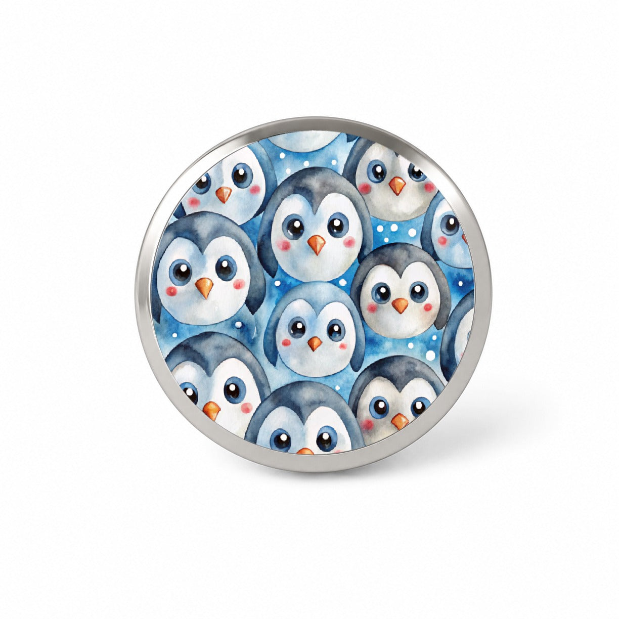 Cute Penguin Faces Watercolor Novelty Hat Backpack Lapel Pin