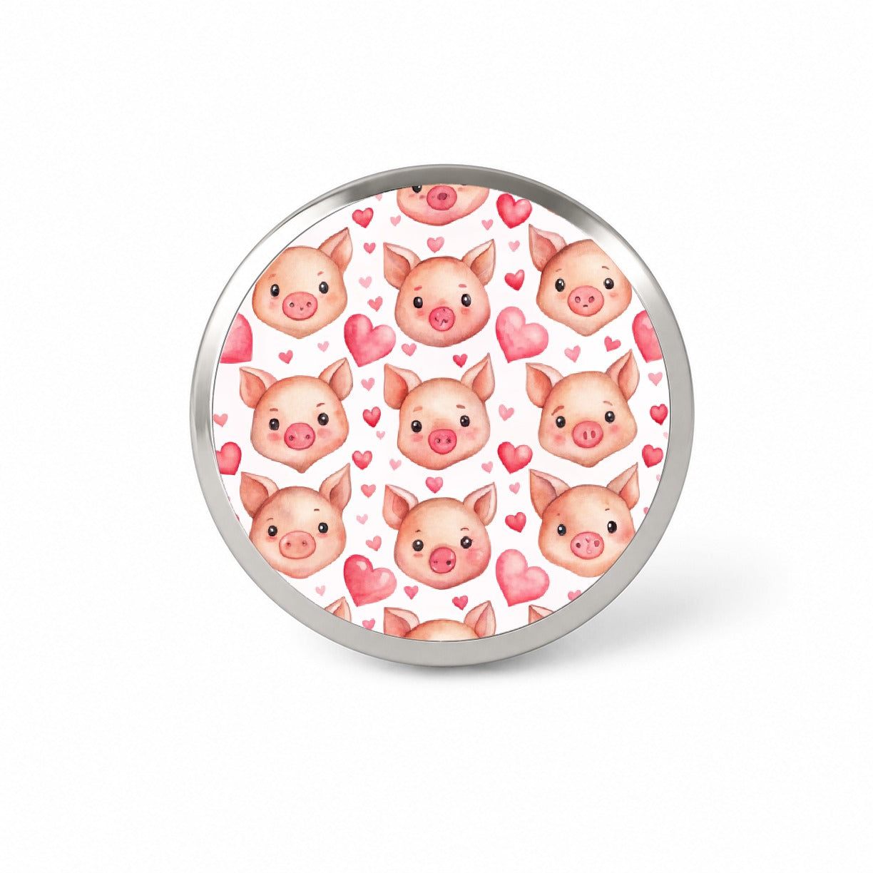 Cute Pig Faces Hearts Watercolor Novelty Hat Backpack Lapel Pin