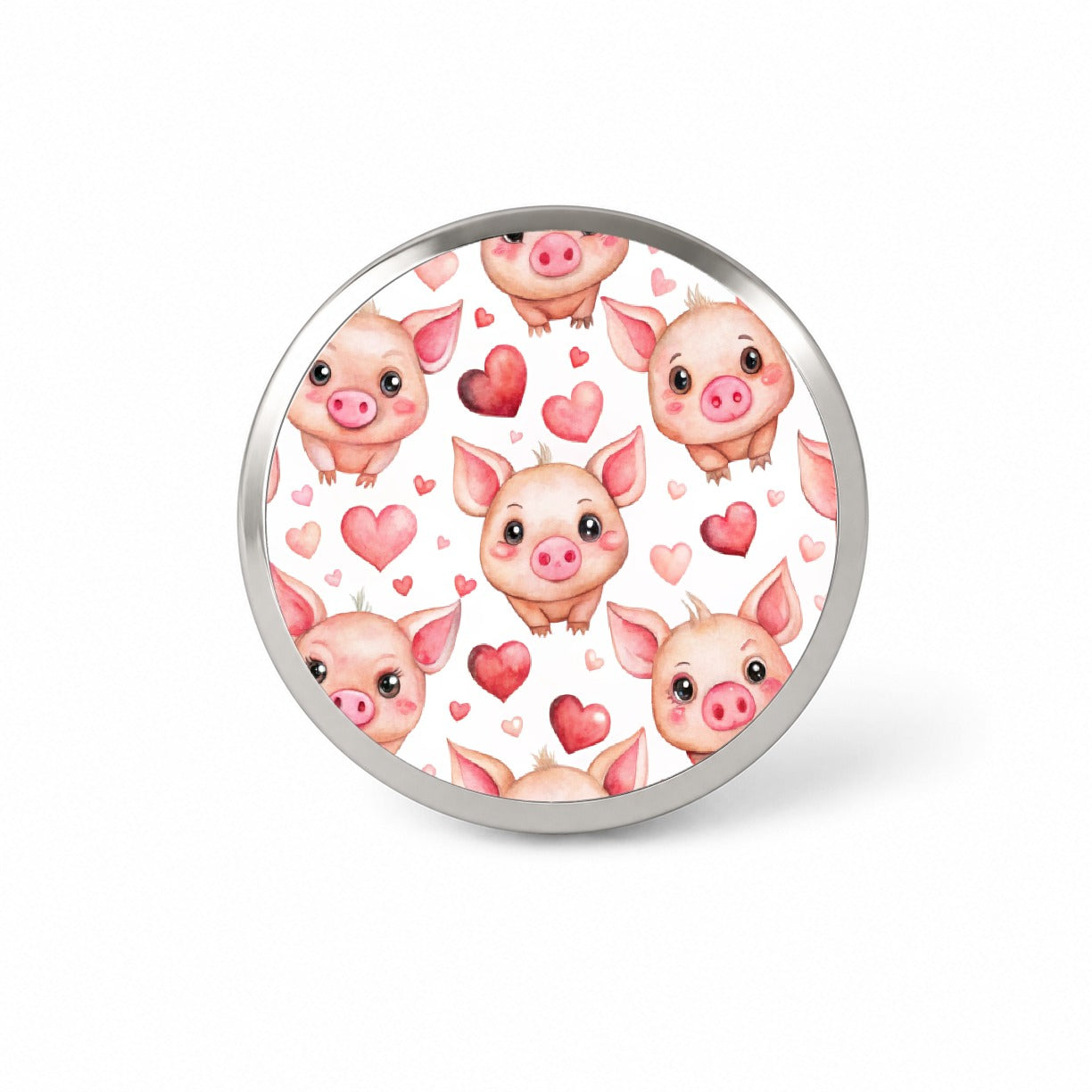 Cute Pigs Hearts Watercolor Novelty Hat Backpack Lapel Pin