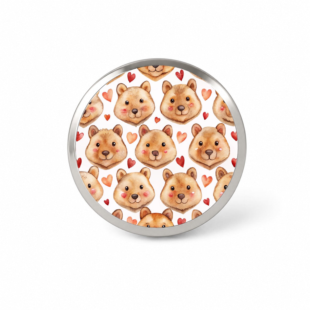 Cute Quokka Faces Hearts Watercolor Novelty Hat Backpack Lapel Pin