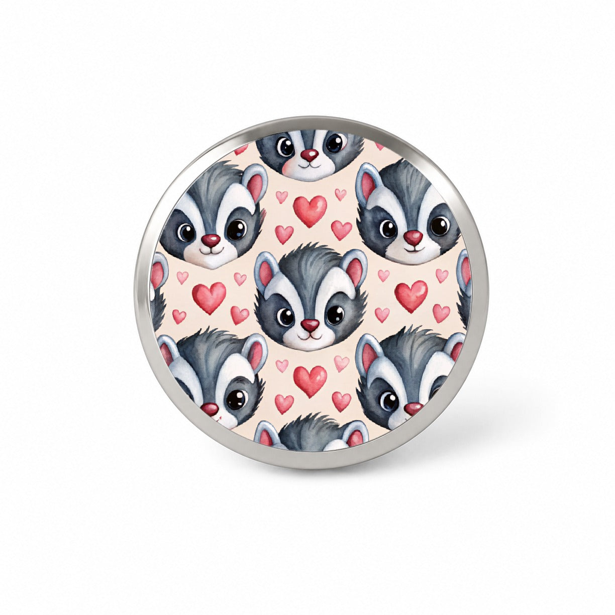 Cute Skunk Faces Hearts Watercolor Novelty Hat Backpack Lapel Pin