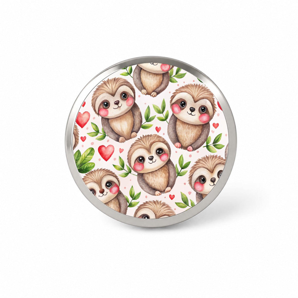 Cute Sloths Hearts Watercolor Novelty Hat Backpack Lapel Pin