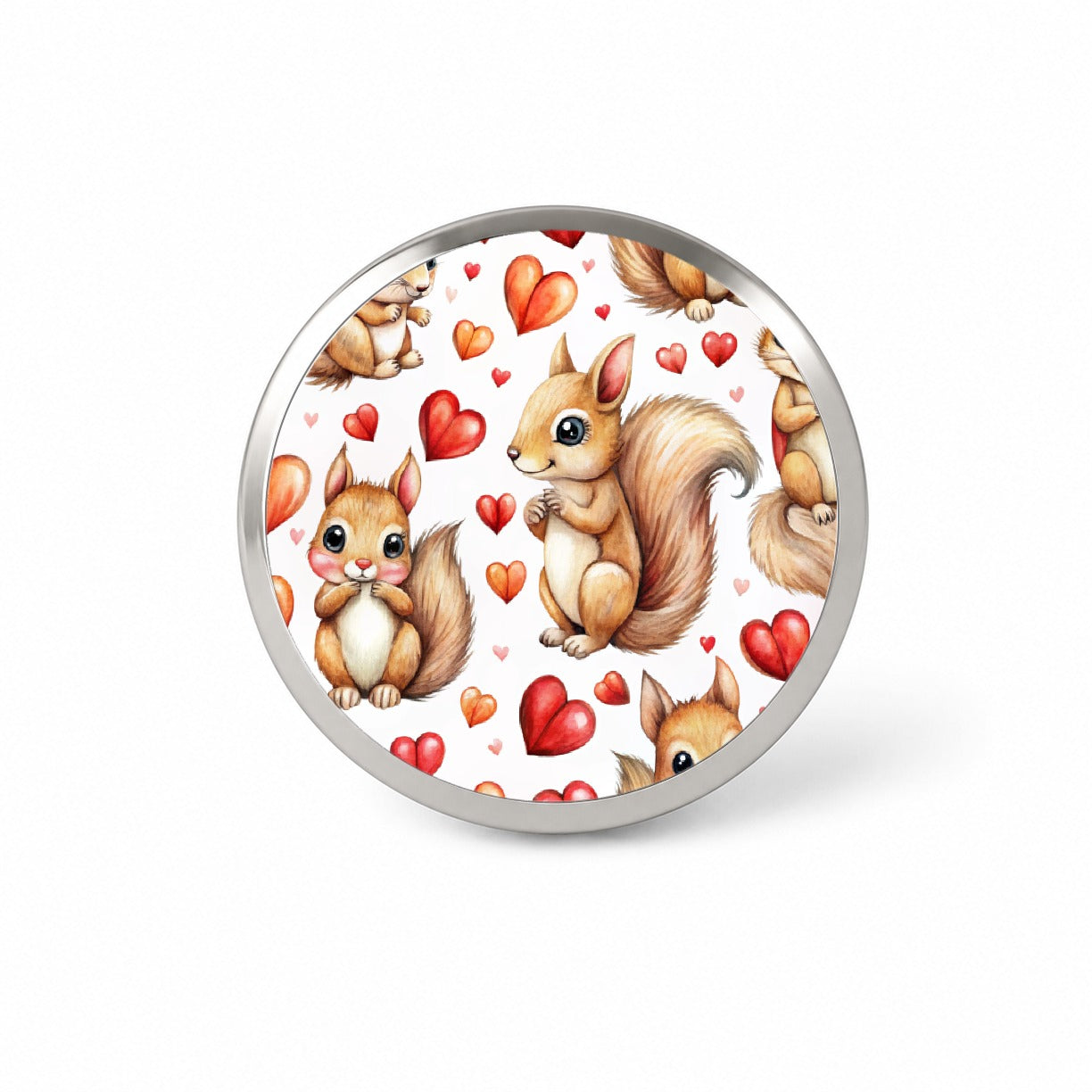 Cute Squirrels Hearts Watercolor Novelty Hat Backpack Lapel Pin