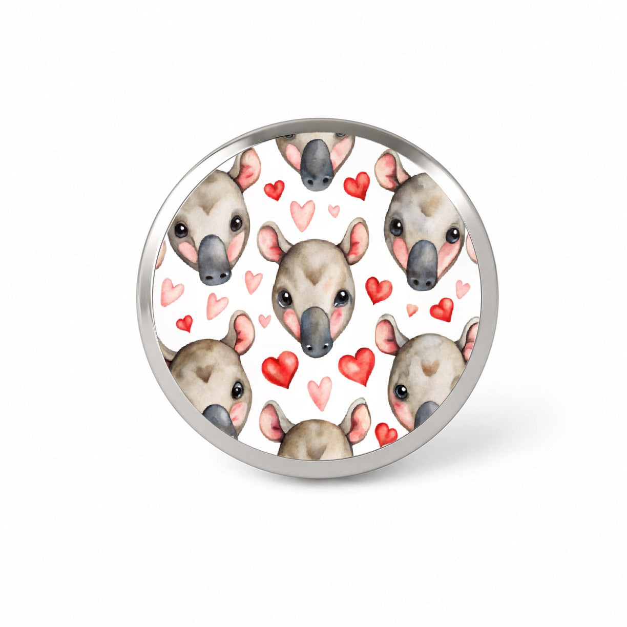 Cute Tapir Faces Hearts Watercolor Novelty Hat Backpack Lapel Pin