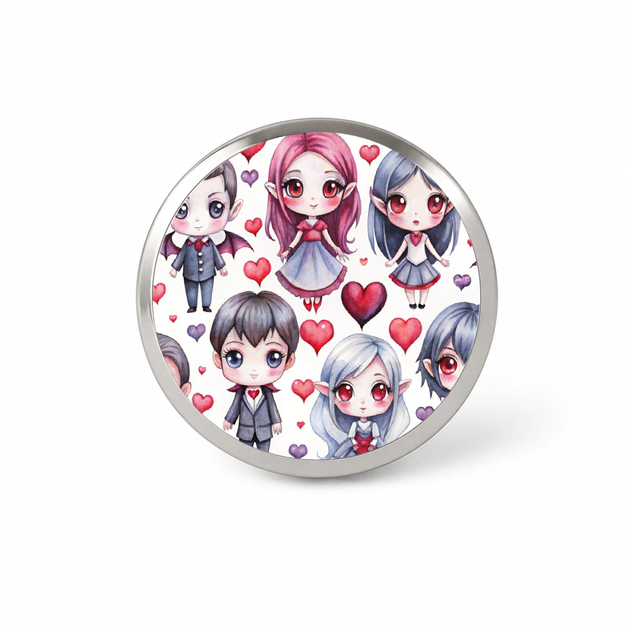 Cute Vampires Hearts Watercolor Novelty Hat Backpack Lapel Pin