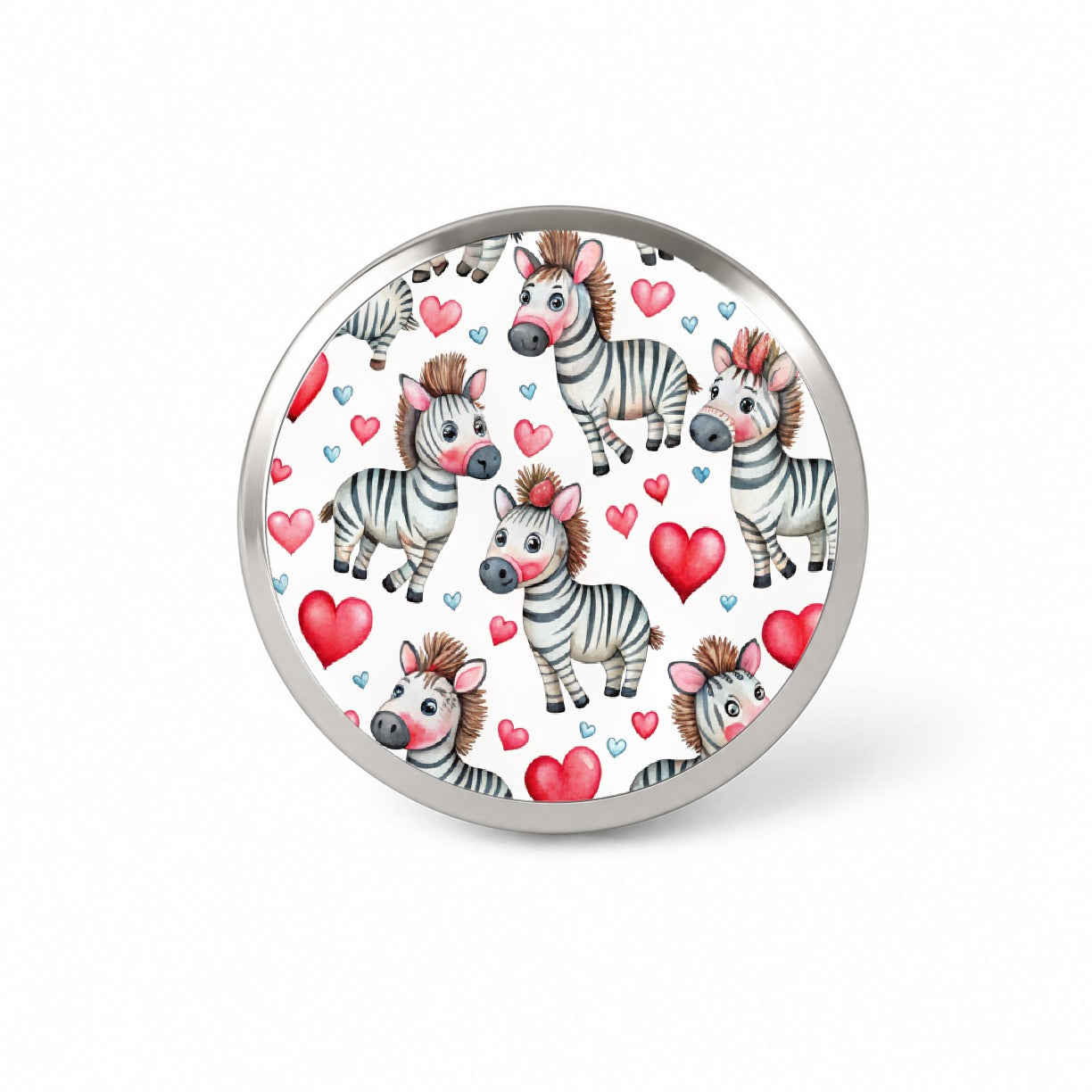 Cute Zebras Hearts Watercolor Novelty Hat Backpack Lapel Pin