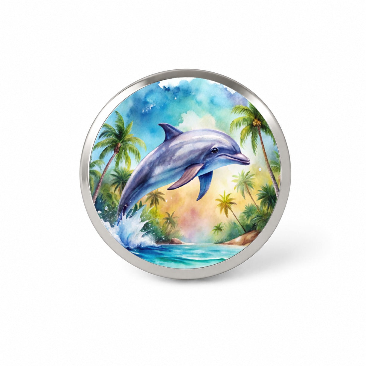 Dolphin Tropical Watercolor Design Novelty Hat Backpack Lapel Pin