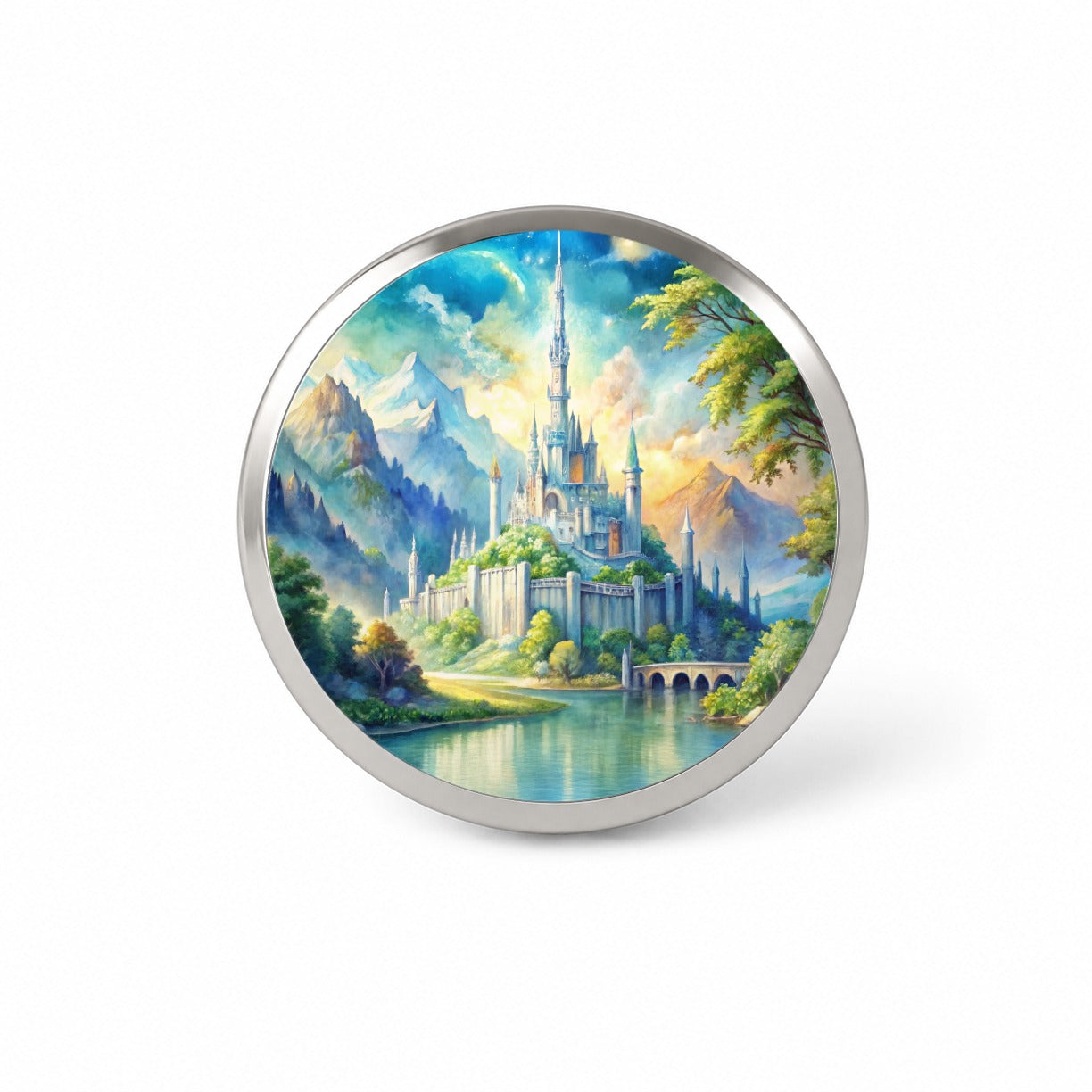 Elves Fantasy Kingdom Watercolor Design Novelty Hat Backpack Lapel Pin