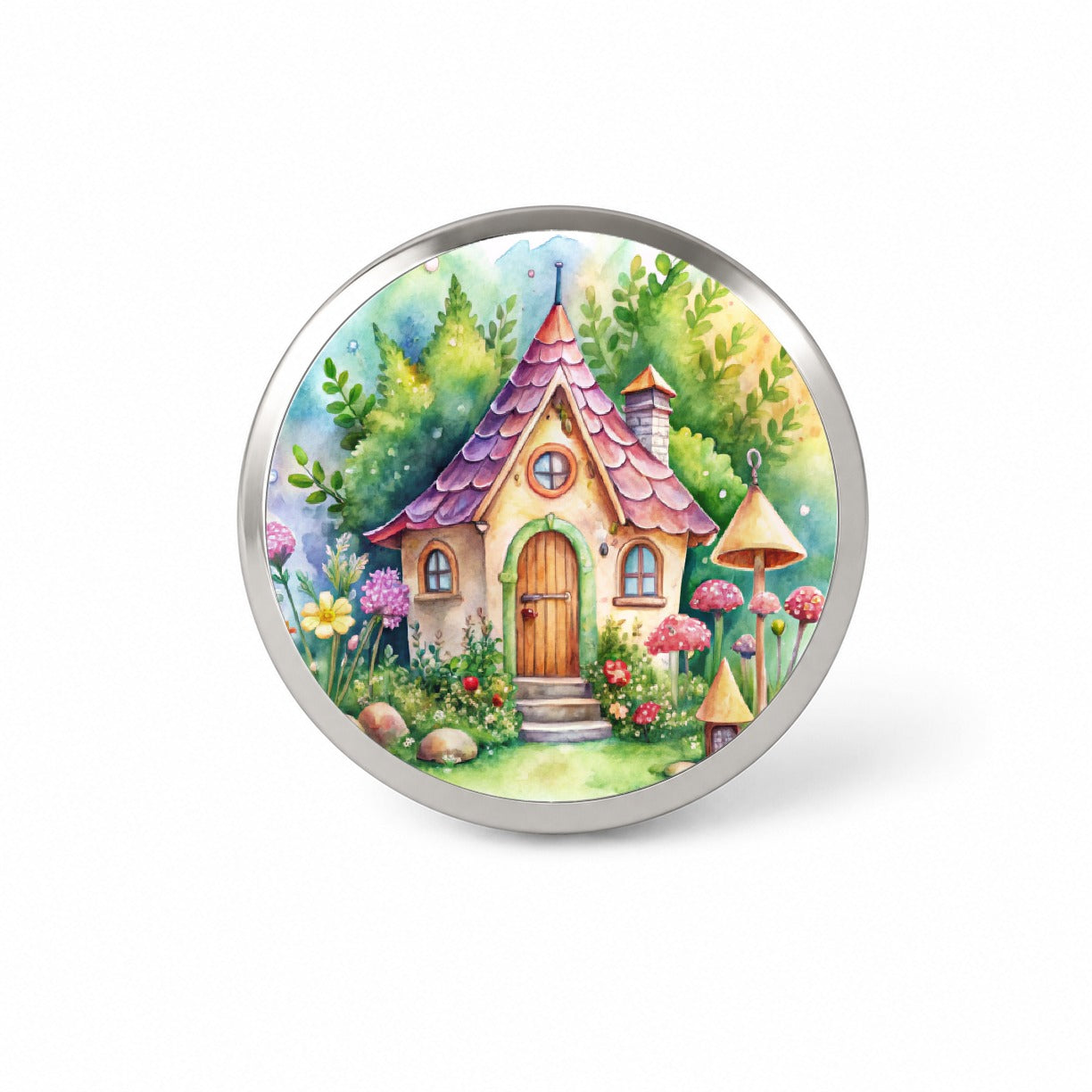 Fairy House Watercolor Adorable Novelty Hat Backpack Lapel Pin