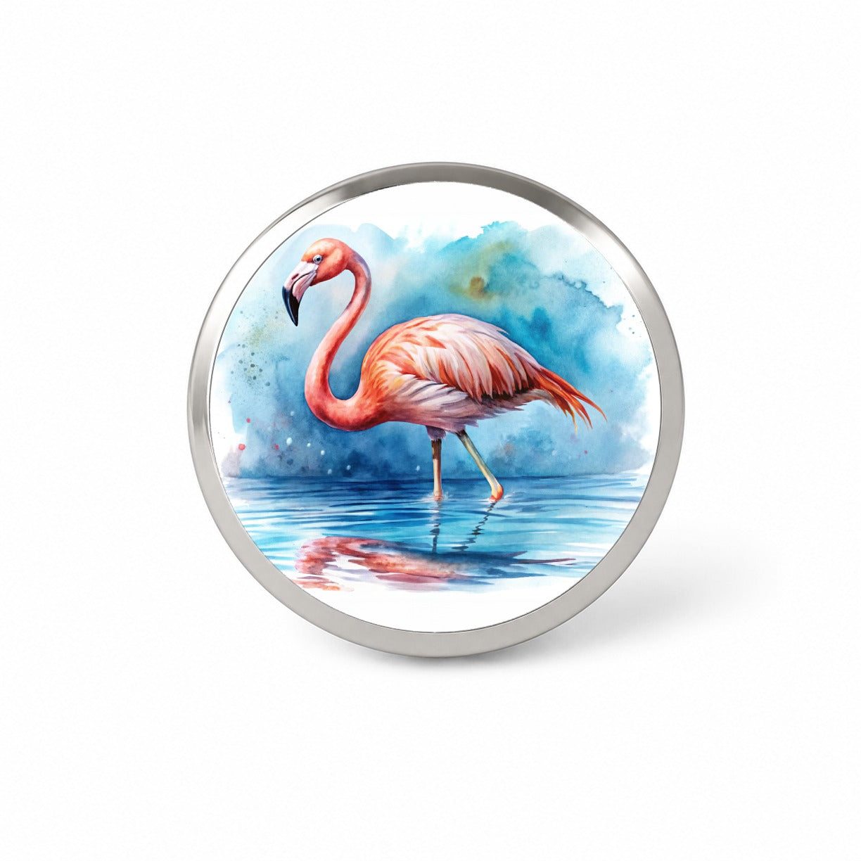 Flamingo Bird In Water Watercolor Novelty Hat Backpack Lapel Pin