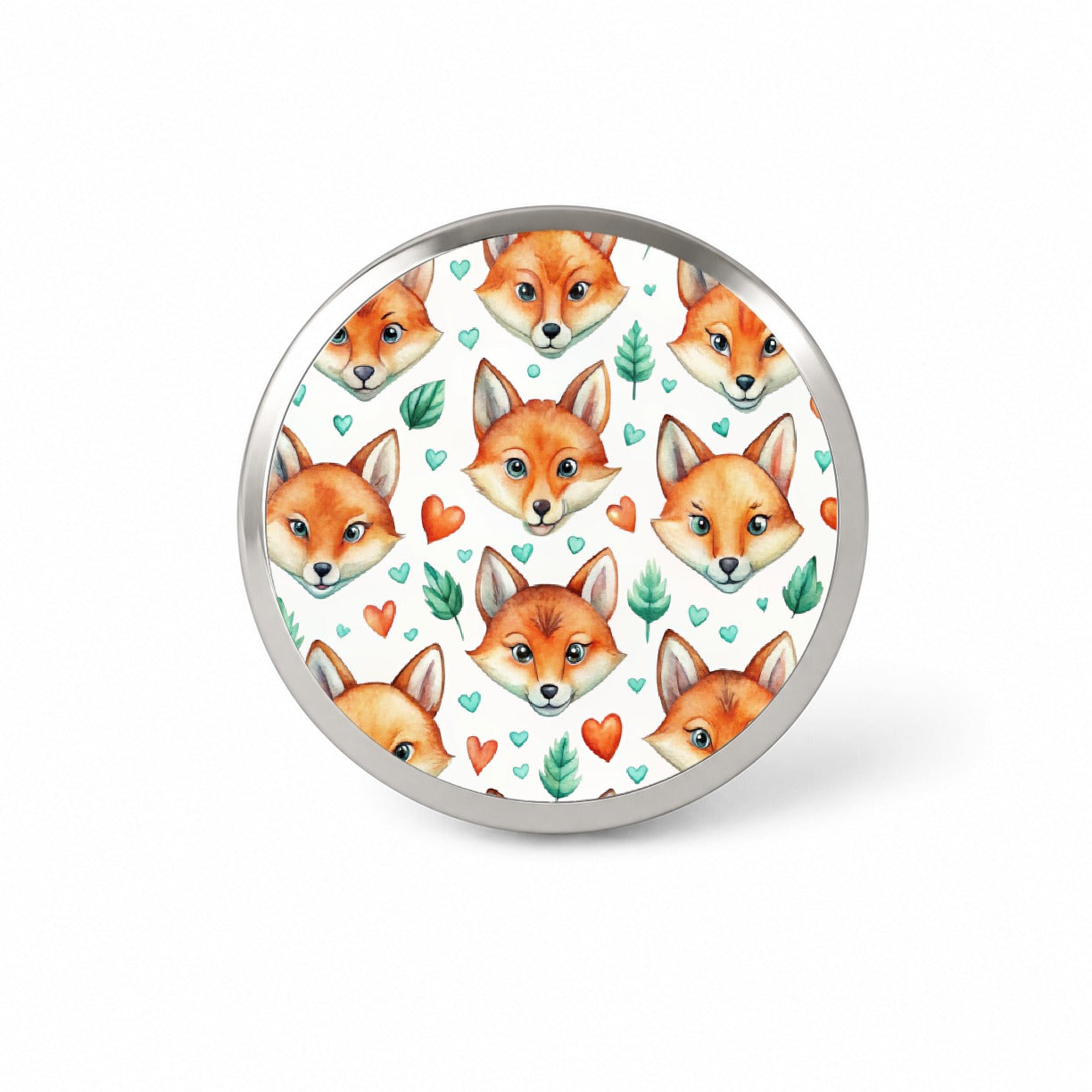 Fox Faces Hearts Watercolor Novelty Hat Backpack Lapel Pin