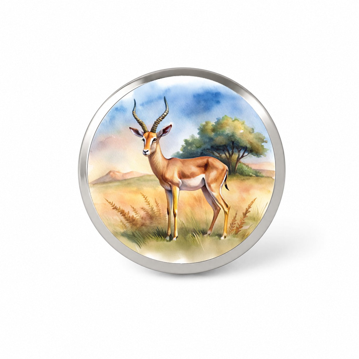 Gazelle African Plain Watercolor Design Novelty Hat Backpack Lapel Pin