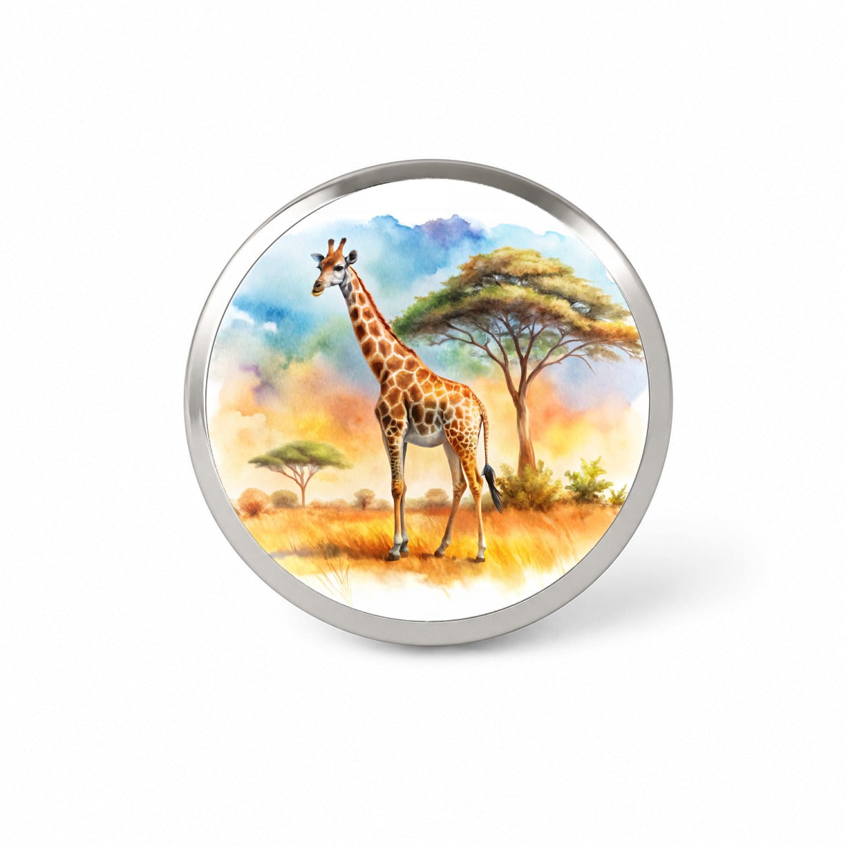 Giraffe African Plain Watercolor Design Novelty Hat Backpack Lapel Pin