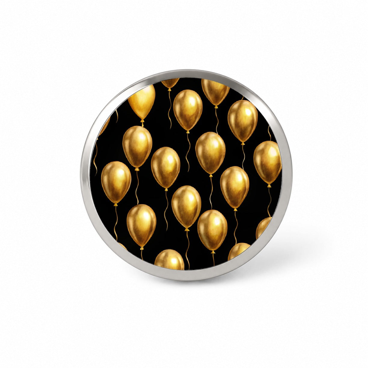 Gold Balloons Black Background Birthday Anniversary Novelty Hat Backpack Lapel Pin