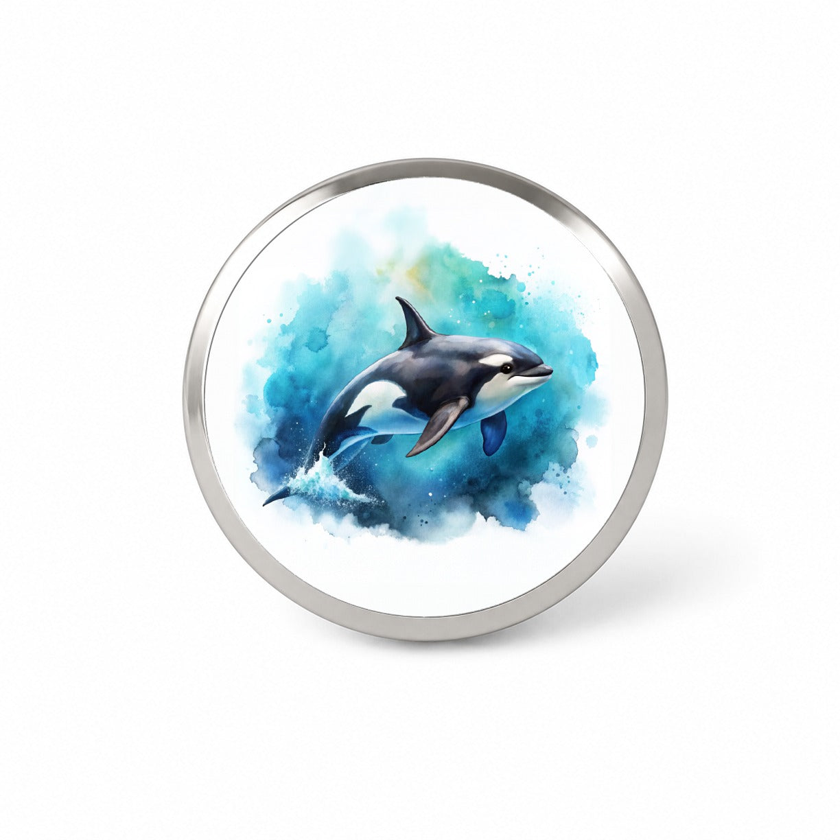 Orca Whale In Ocean Watercolor Design Novelty Hat Backpack Lapel Pin