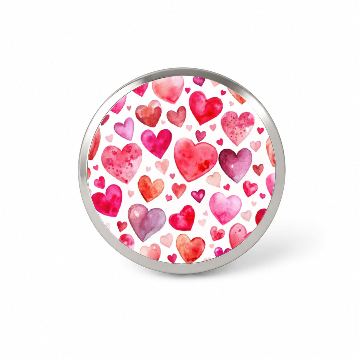 Pink And Red Scattered Hearts Watercolor Novelty Hat Backpack Lapel Pin