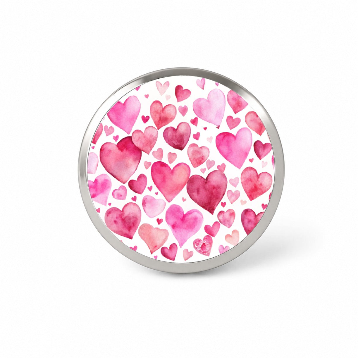 Pink Scattered Hearts Love Valentines Anniversary Watercolor Novelty Hat Backpack Lapel Pin