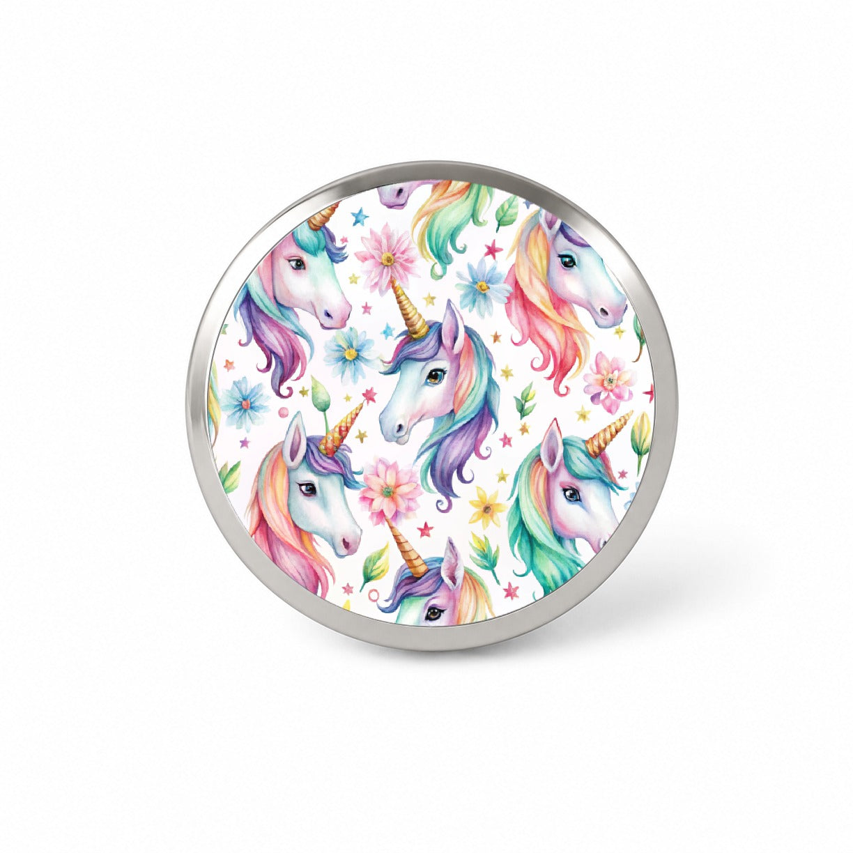 Pretty Unicorn Faces Watercolor Novelty Hat Backpack Lapel Pin
