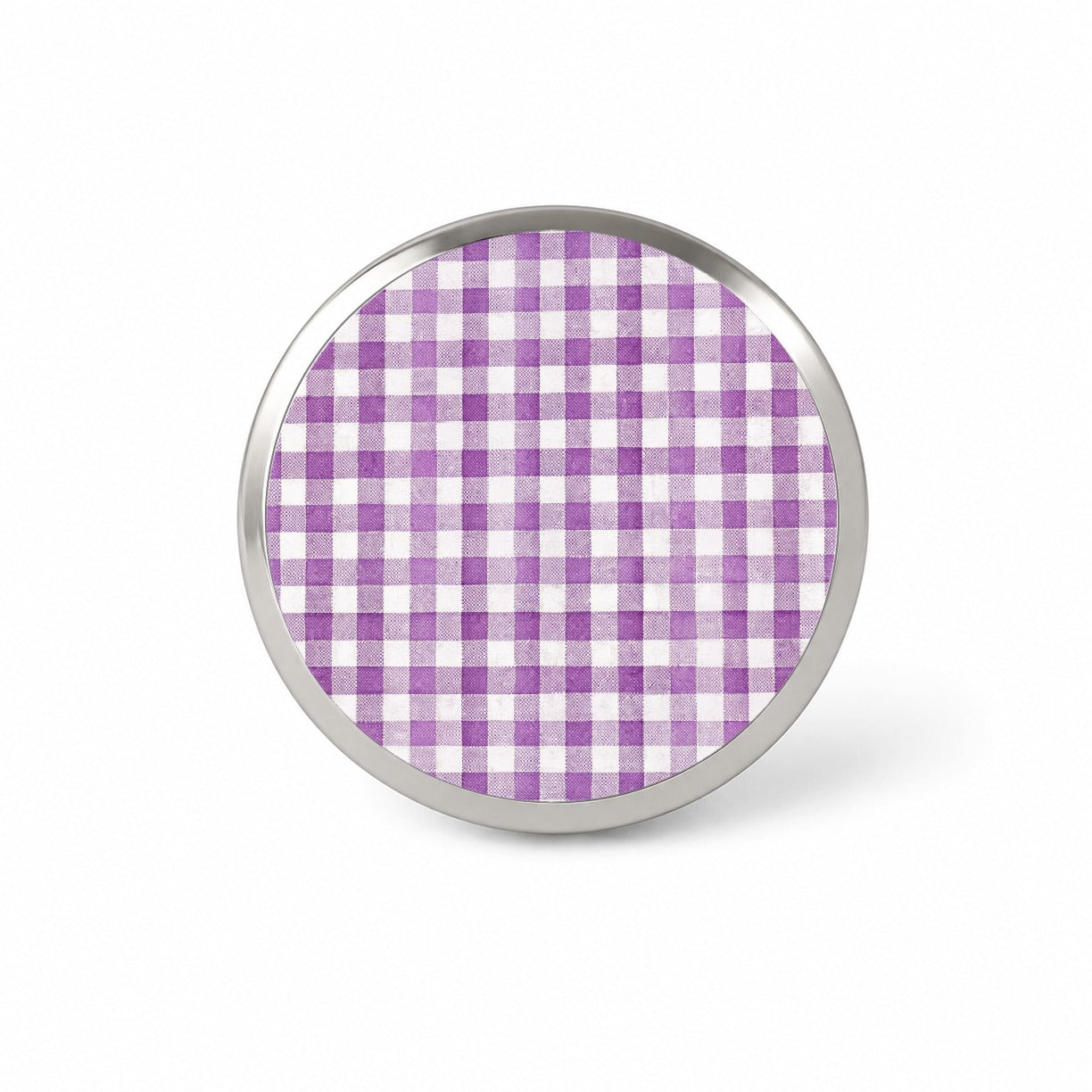 Purple White Gingham Watercolor Novelty Hat Backpack Lapel Pin