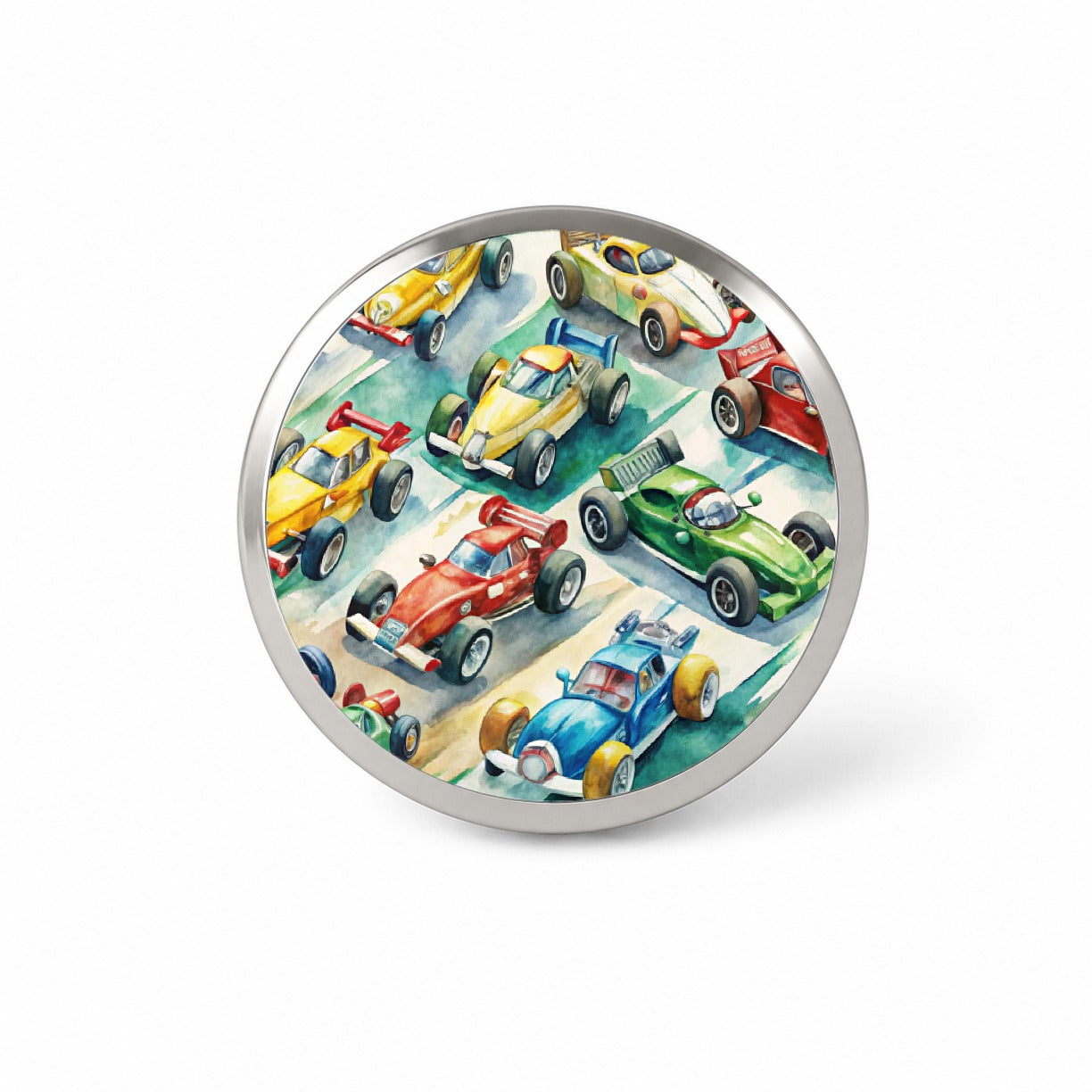 Race Cars Watercolor Novelty Hat Backpack Lapel Pin