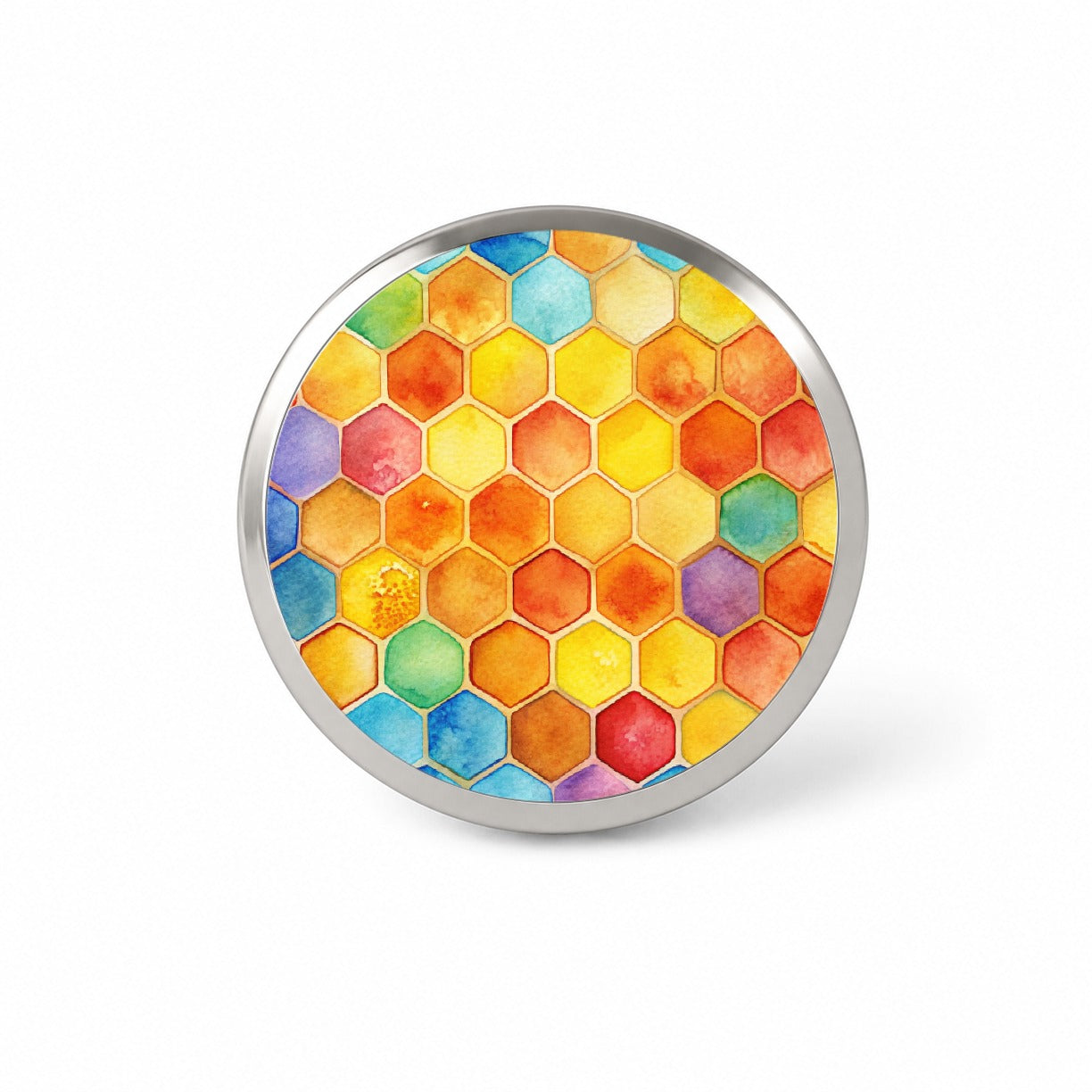 Rainbow Honeycomb Background Watercolor Novelty Hat Backpack Lapel Pin