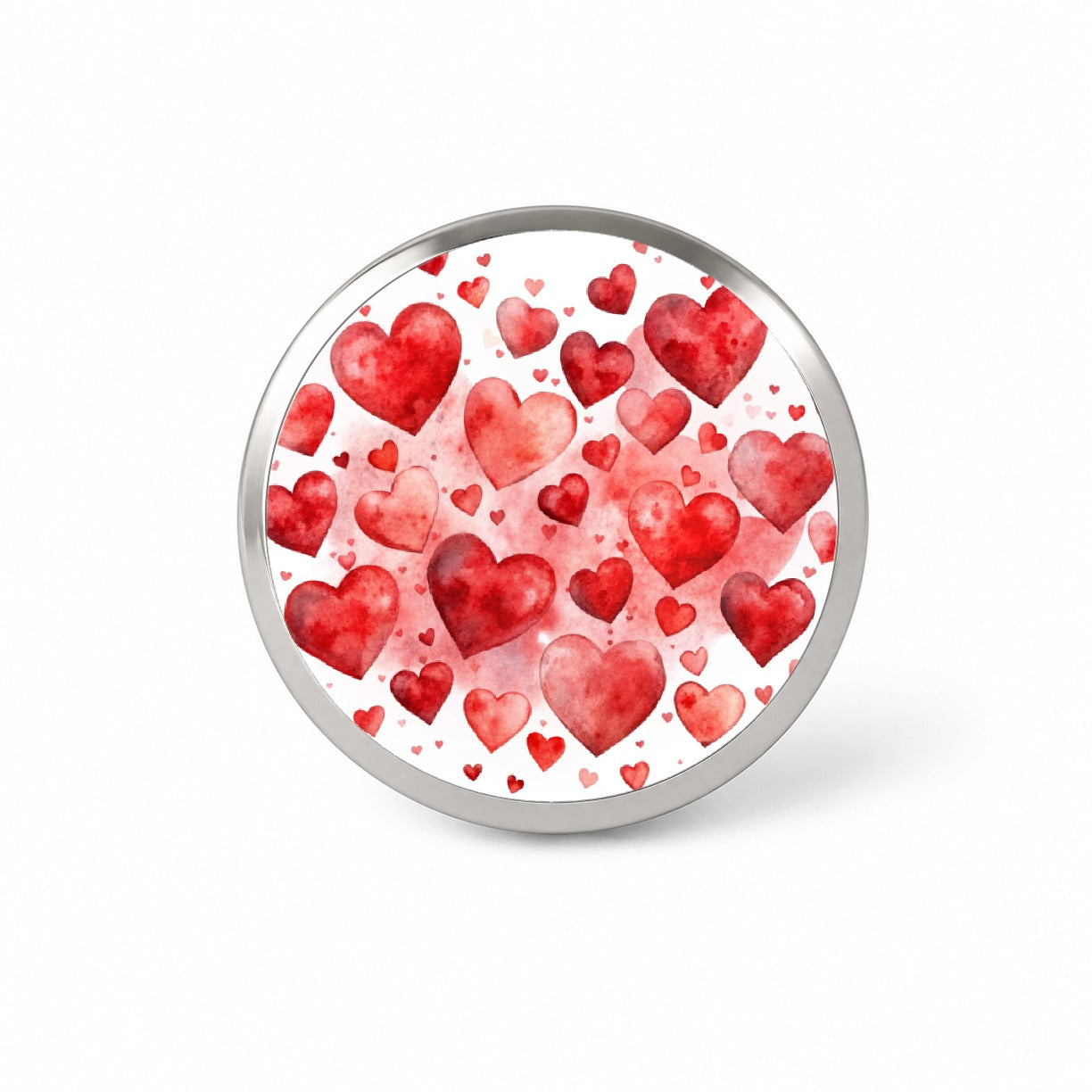 Red Scattered Hearts Love Anniversary Watercolor Novelty Hat Backpack Lapel Pin