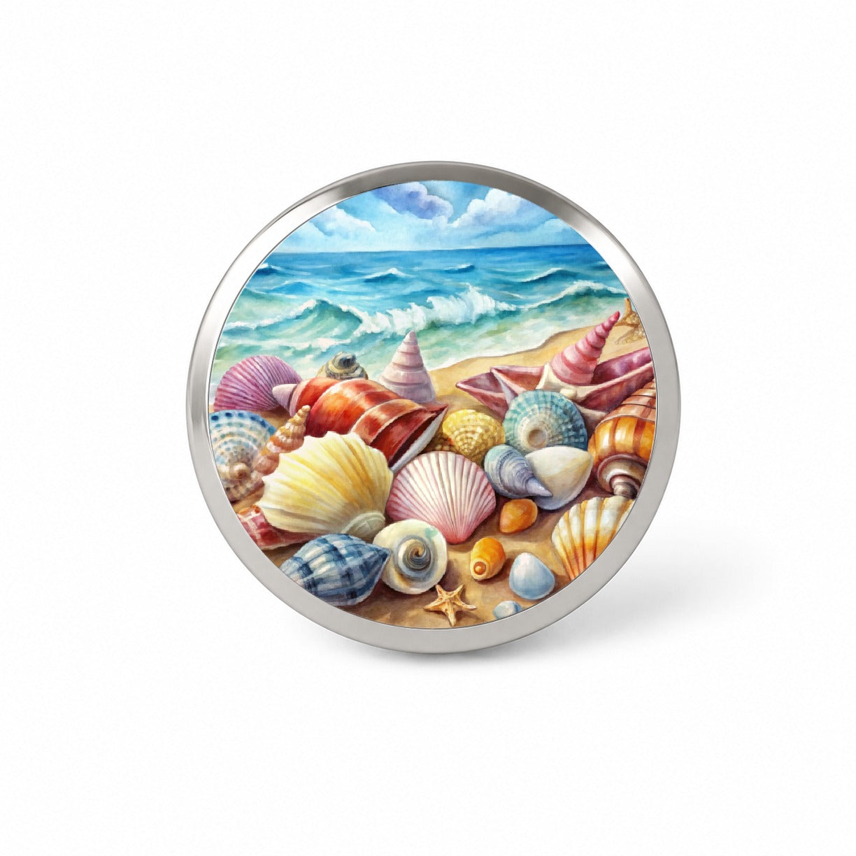 Shells Beach Watercolor Design Novelty Hat Backpack Lapel Pin