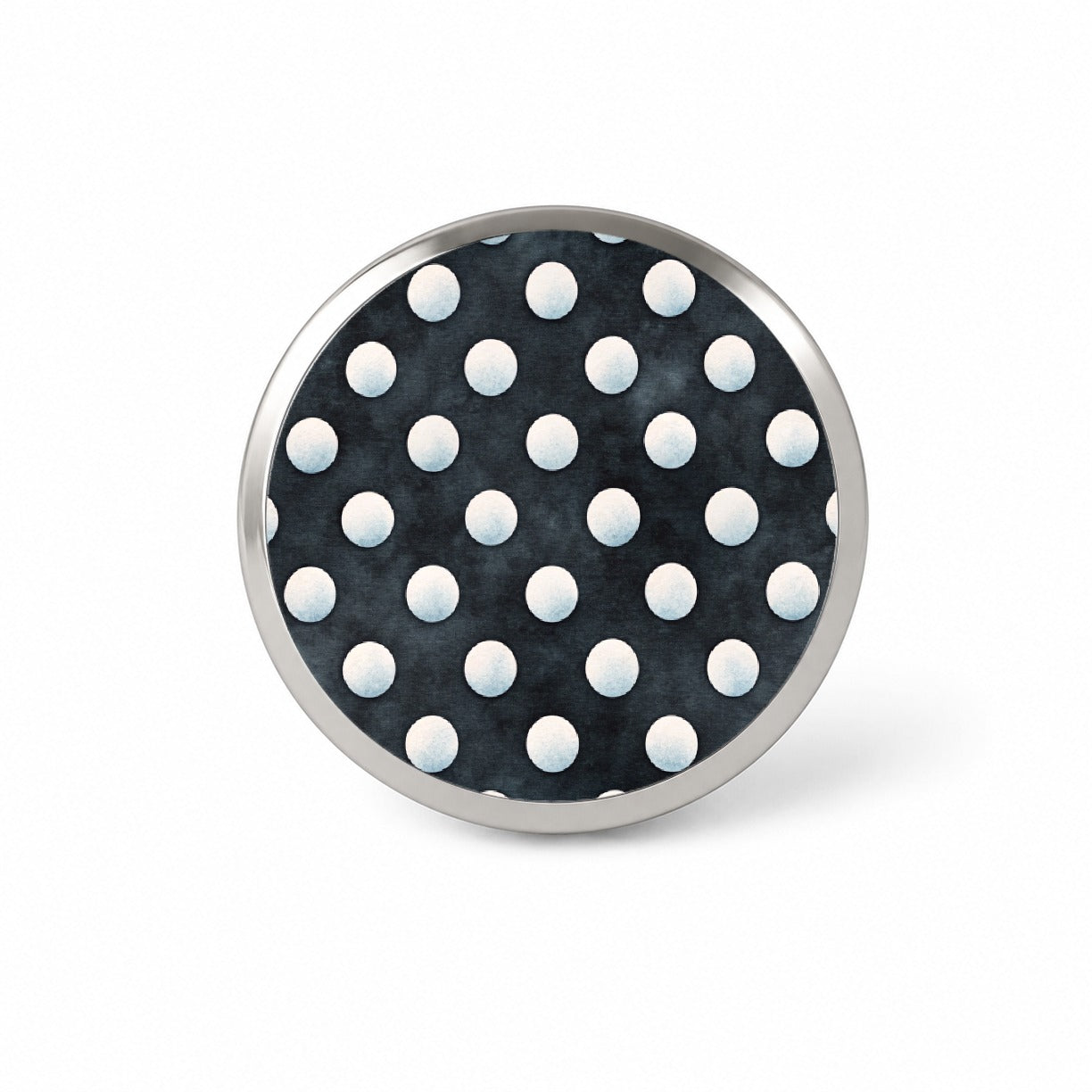White Polka Dots Black Background Novelty Hat Backpack Lapel Pin