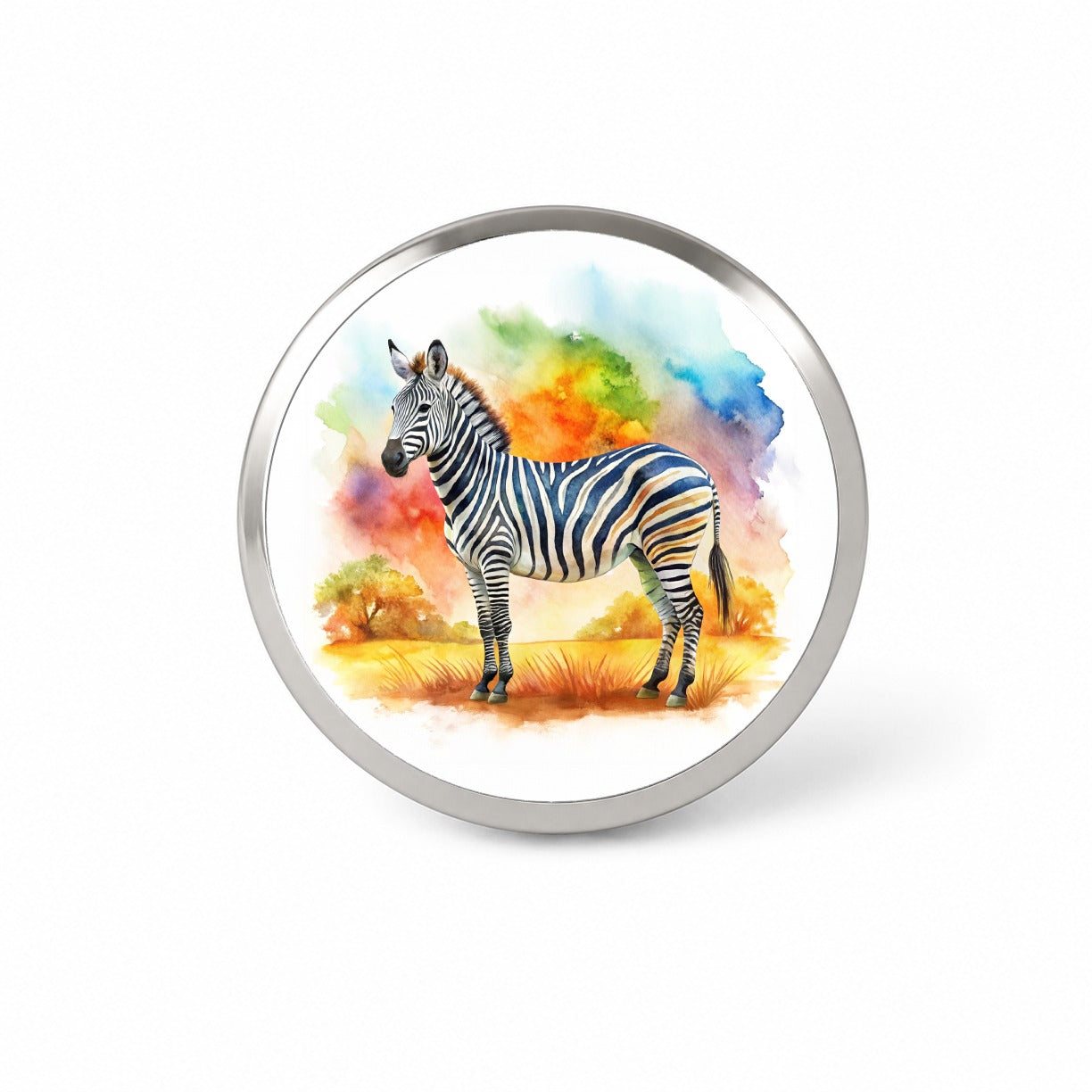 Zebra African Plain Watercolor Design Novelty Hat Backpack Lapel Pin