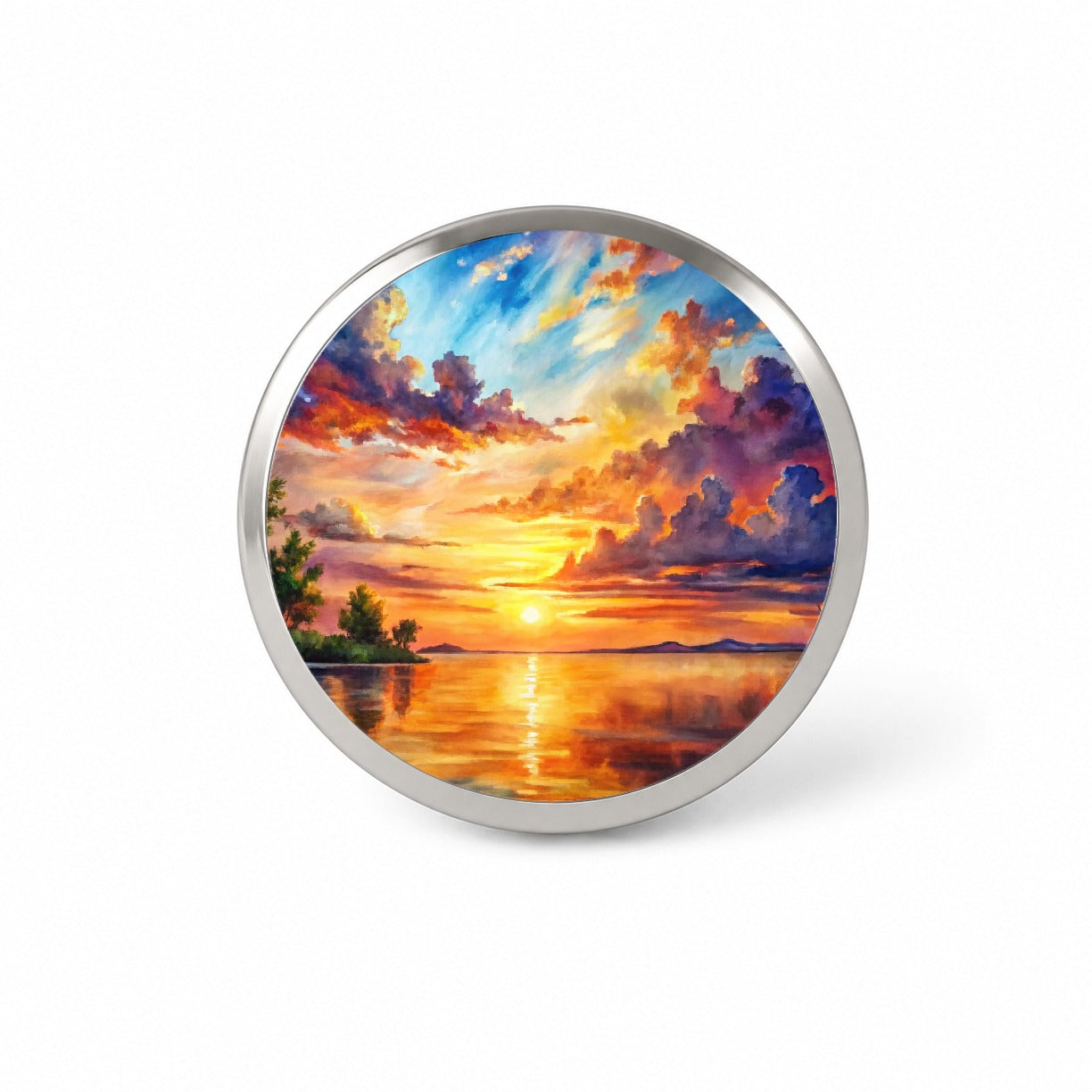 Beautiful Sunset Watercolor Novelty Hat Backpack Lapel Pin