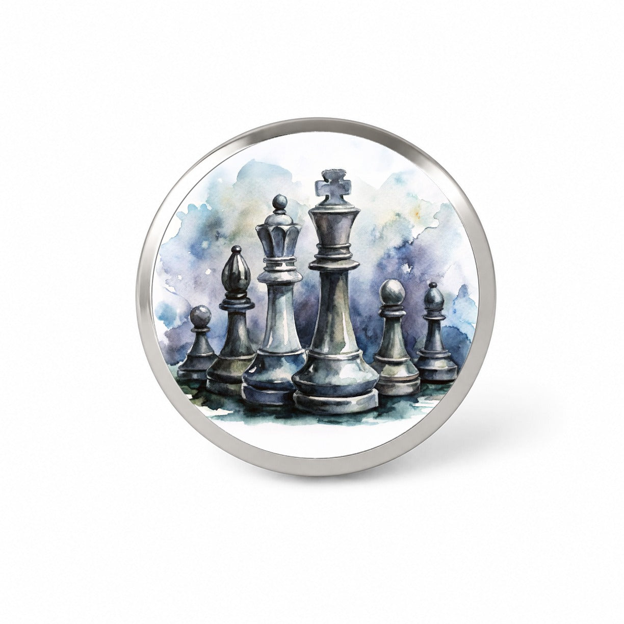 Black And White Chess Pieces Watercolor Novelty Hat Backpack Lapel Pin